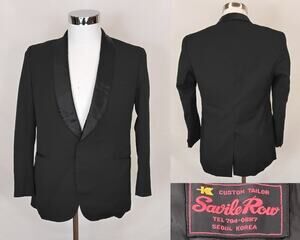 Savile Row Vintage Suit Jacket Men's XS Black Custom Tailor Seoul, Korea #J5971